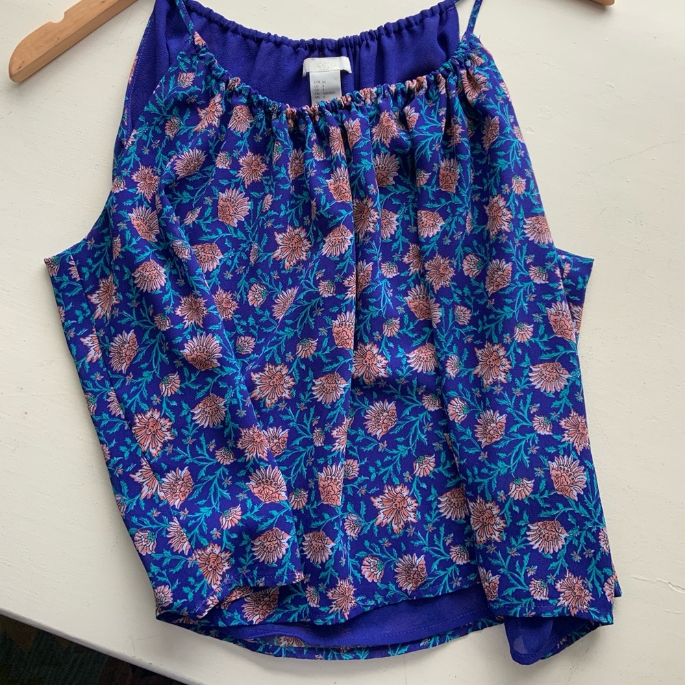 Blue floral H&M flowy tank top